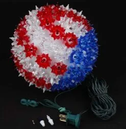 Red White And Blue Patriotic 100 Light Starlight Sphere 7.5" -Holiday Lights Sales 0002621 red white and blue patriotic 100 light starlight sphere 75