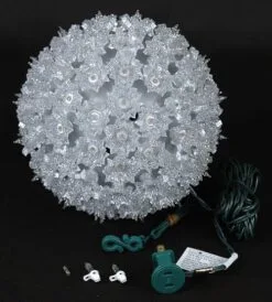 Silver 100 Light Starlight Sphere 7.5" -Holiday Lights Sales 0003448 silver 100 light starlight sphere 75