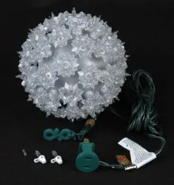 Silver 50 Light Mini Starlight Sphere 6" -Holiday Lights Sales 0003452 silver 50 light mini starlight sphere 6