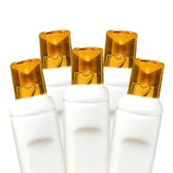 50 LED Battery Operated Lights Amber On White Wire -Holiday Lights Sales 0006533 50 led battery operated lights amber on white wire