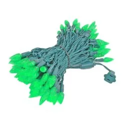 Green 100 LED C6 Strawberry Mini Lights Commercial Grade Green Wire -Holiday Lights Sales 0007622 green 100 led c6 strawberry mini lights commercial grade green wire