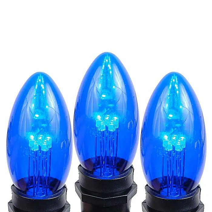 Blue Smooth Glass C9 LED Bulbs - 25pk 2 Blue Smooth Glass C9 LED Bulbs - 25pk - Image 2