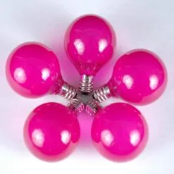 100 G40 Globe String Light Set With Pink Bulbs On Green Wire -Holiday Lights Sales 0009417 100 g40 globe string light set with pink bulbs on green wire