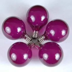 100 G40 Globe String Light Set With Purple Satin Bulbs On White Wire -Holiday Lights Sales 0009466 100 g40 globe string light set with purple satin bulbs on white wire
