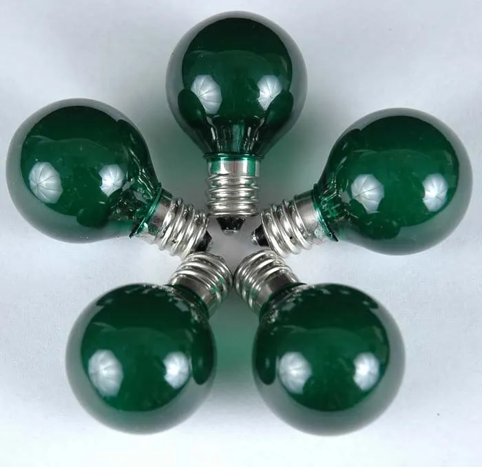 100 G30 Globe String Light Set With Green Satin Bulbs On Brown Wire 9 100 G30 Globe String Light Set With Green Satin Bulbs On Brown Wire - Image 9