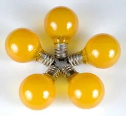 100 G30 Globe String Light Set With Yellow Satin Bulbs On Green Wire 15 100 G30 Globe String Light Set With Yellow Satin Bulbs On Green Wire -Holiday Lights Sales 0009587 100 g30 globe string light set with yellow satin bulbs on green wire