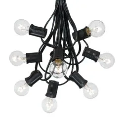 100 G30 Globe String Light Set With Clear Bulbs On Black Wire 14 100 G30 Globe String Light Set With Clear Bulbs On Black Wire -Holiday Lights Sales 0009998 100 g30 globe string light set with clear bulbs on black wire