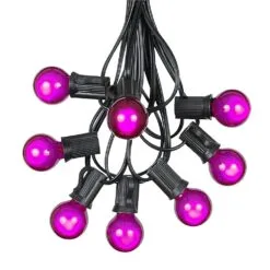 100 G30 Globe String Light Set With Purple Satin Bulbs On Black Wire -Holiday Lights Sales 0010003 100 g30 globe string light set with purple satin bulbs on black wire