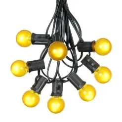 100 G30 Globe String Light Set With Yellow Satin Bulbs On Black Wire -Holiday Lights Sales 0010005 100 g30 globe string light set with yellow satin bulbs on black wire