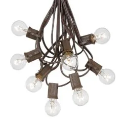 100 G30 Globe String Light Set With Clear Bulbs On Brown Wire -Holiday Lights Sales 0010007 100 g30 globe string light set with clear bulbs on brown wire