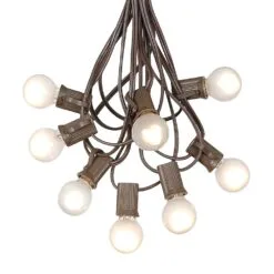 100 G30 Globe String Light Set With Frosted White Bulbs On Brown Wire 14 100 G30 Globe String Light Set With Frosted White Bulbs On Brown Wire -Holiday Lights Sales 0010008 100 g30 globe string light set with frosted white bulbs on brown wire