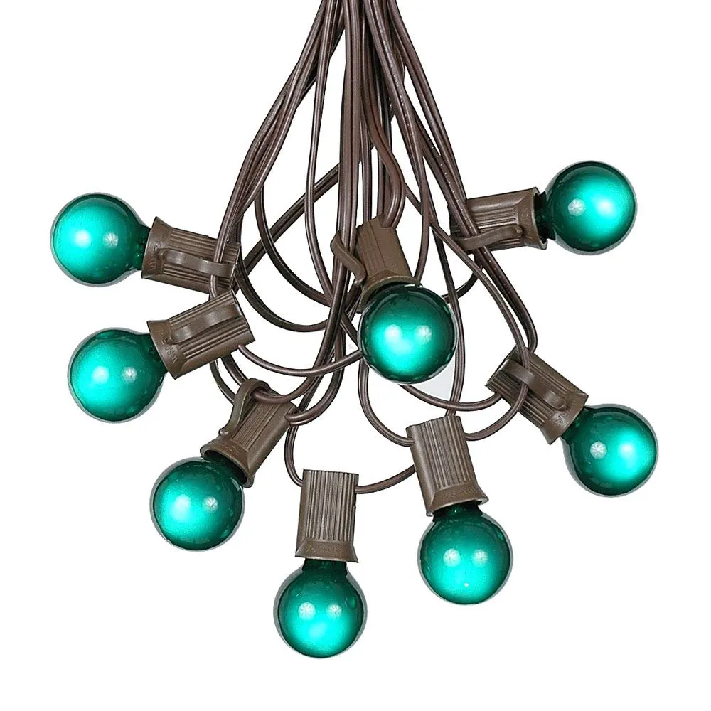 100 G30 Globe String Light Set With Green Satin Bulbs On Brown Wire 6 100 G30 Globe String Light Set With Green Satin Bulbs On Brown Wire - Image 6