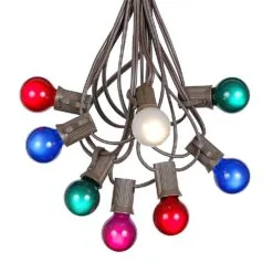 100 G30 Globe String Light Set With Multi Colored Satin Bulbs On Brown Wire 12 100 G30 Globe String Light Set With Multi Colored Satin Bulbs On Brown Wire -Holiday Lights Sales 0010010 100 g30 globe string light set with multi colored satin bulbs on brown wire