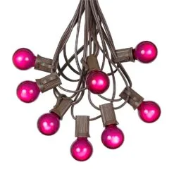 100 G30 Globe String Light Set With Purple Satin Bulbs On Brown Wire -Holiday Lights Sales 0010012 100 g30 globe string light set with purple satin bulbs on brown wire