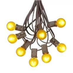 100 G30 Globe String Light Set With Yellow Satin Bulbs On Brown Wire 12 100 G30 Globe String Light Set With Yellow Satin Bulbs On Brown Wire -Holiday Lights Sales 0010014 100 g30 globe string light set with yellow satin bulbs on brown wire