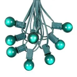 100 G30 Globe String Light Set With Green Satin Bulbs On Green Wire -Holiday Lights Sales 0010018 100 g30 globe string light set with green satin bulbs on green wire