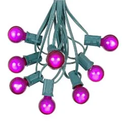 100 G30 Globe String Light Set With Purple Satin Bulbs On Green Wire -Holiday Lights Sales 0010021 100 g30 globe string light set with purple satin bulbs on green wire