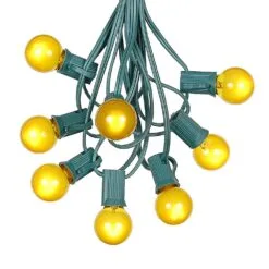 100 G30 Globe String Light Set With Yellow Satin Bulbs On Green Wire 12 100 G30 Globe String Light Set With Yellow Satin Bulbs On Green Wire -Holiday Lights Sales 0010023 100 g30 globe string light set with yellow satin bulbs on green wire