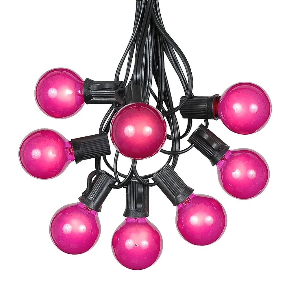 100 G40 Globe String Light Set With Pink Bulbs On Black Wire 2 100 G40 Globe String Light Set With Pink Bulbs On Black Wire - Image 2