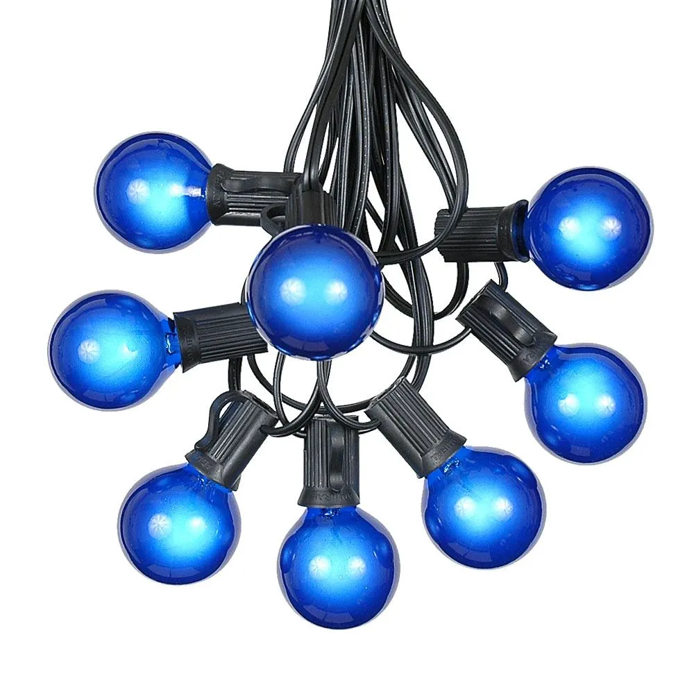 100 G40 Globe String Light Set With Blue Bulbs On Black Wire 2 100 G40 Globe String Light Set With Blue Bulbs On Black Wire - Image 2