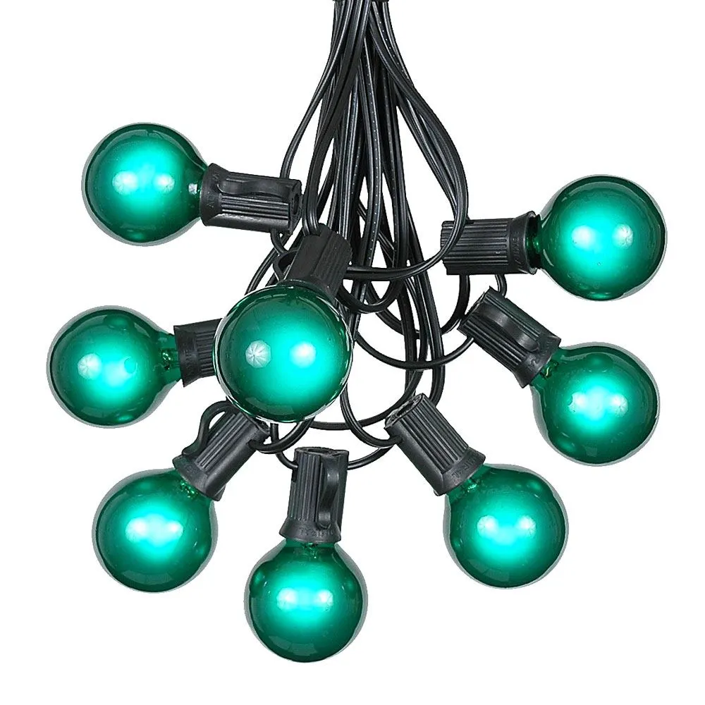 100 G40 Globe String Light Set With Green Bulbs On Black Wire 2 100 G40 Globe String Light Set With Green Bulbs On Black Wire - Image 2
