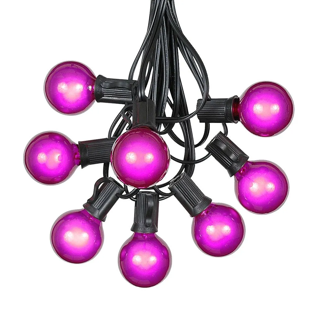 100 G40 Globe String Light Set With Purple Bulbs On Black Wire 2 100 G40 Globe String Light Set With Purple Bulbs On Black Wire - Image 2
