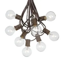 100 G40 Globe String Light Set With Clear Bulbs On Brown Wire -Holiday Lights Sales 0010054 100 g40 globe string light set with clear bulbs on brown wire