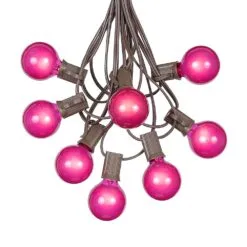 100 G40 Globe String Light Set With Pink Bulbs On Brown Wire -Holiday Lights Sales 0010059 100 g40 globe string light set with pink bulbs on brown wire