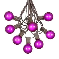 100 G40 Globe String Light Set With Purple Bulbs On Brown Wire -Holiday Lights Sales 0010060 100 g40 globe string light set with purple bulbs on brown wire