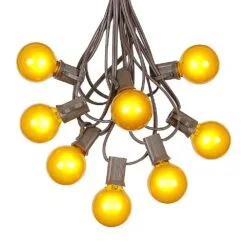 100 G40 Globe String Light Set With Yellow Bulbs On Brown Wire -Holiday Lights Sales 0010062 100 g40 globe string light set with yellow bulbs on brown wire