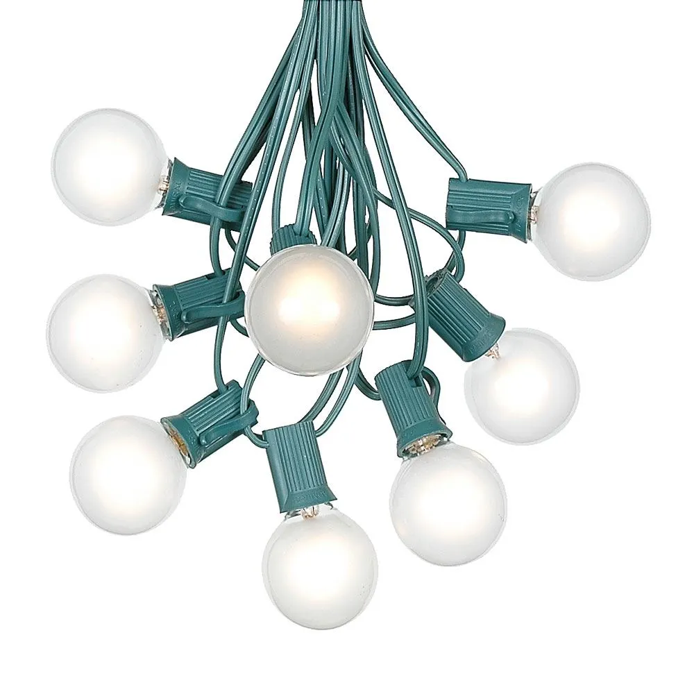 100 G40 Globe String Light Set With Frosted White Bulbs On Green Wire 8 100 G40 Globe String Light Set With Frosted White Bulbs On Green Wire - Image 8