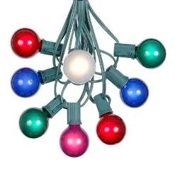 100 G40 Globe String Light Set With Multi Colored Bulbs On Green Wire -Holiday Lights Sales 0010067 100 g40 globe string light set with multi colored bulbs on green wire