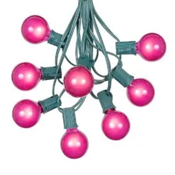 100 G40 Globe String Light Set With Pink Bulbs On Green Wire -Holiday Lights Sales 0010069 100 g40 globe string light set with pink bulbs on green wire