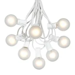 100 G40 Globe String Light Set With Frosted White Bulbs On White Wire -Holiday Lights Sales 0010301 100 g40 globe string light set with frosted white bulbs on white wire