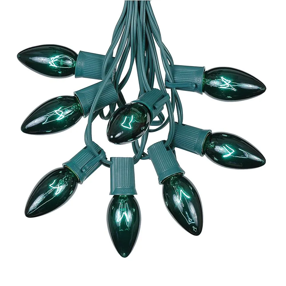 100 C9 Christmas Light Set - Green Bulbs - Green Wire 2 100 C9 Christmas Light Set - Green Bulbs - Green Wire - Image 2