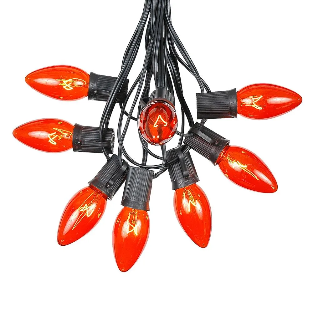 100 C9 Christmas Light Set - Orange Bulbs - Black Wire 2 100 C9 Christmas Light Set - Orange Bulbs - Black Wire - Image 2