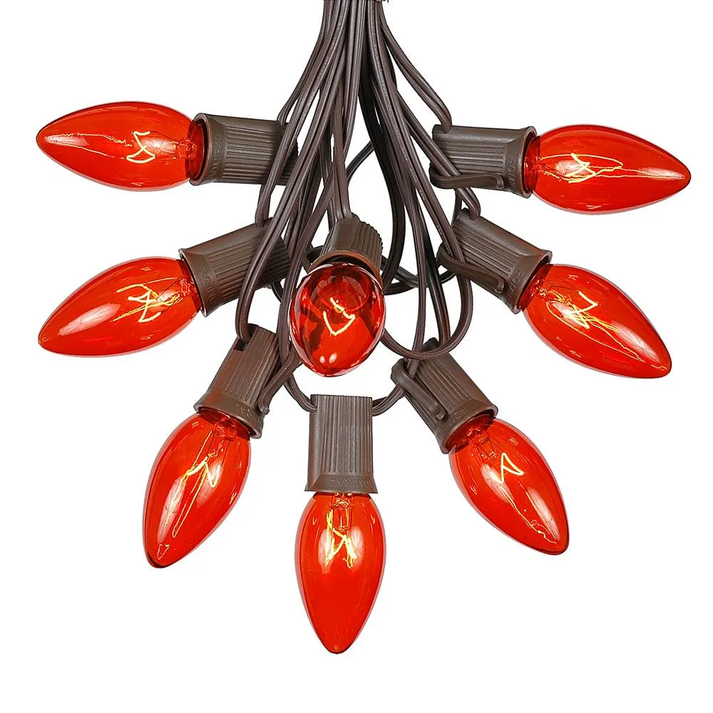 100 C9 Christmas Light Set - Orange Bulbs - Brown Wire 2 100 C9 Christmas Light Set - Orange Bulbs - Brown Wire - Image 2