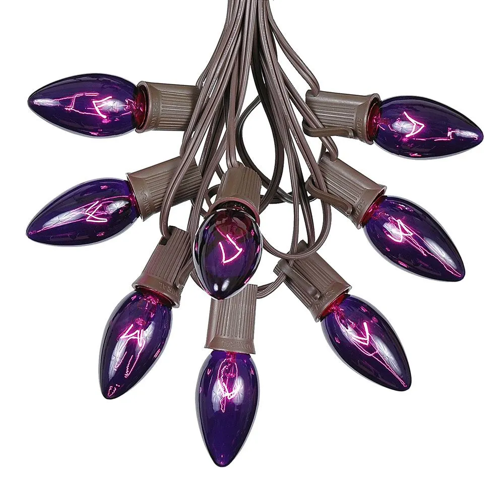 100 C9 Christmas Light Set - Purple Bulbs - Brown Wire 2 100 C9 Christmas Light Set - Purple Bulbs - Brown Wire - Image 2