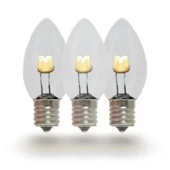 C7 - Warm White - Glass LED Replacement Bulbs - 25 Pack -Holiday Lights Sales 0011028 c7 warm white glass led replacement bulbs 25 pack
