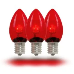 C7 - Red - Glass LED Replacement Bulbs - 25 Pack -Holiday Lights Sales 0011100 c7 red glass led replacement bulbs 25 pack