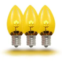 C7 - Yellow - Glass LED Replacement Bulbs - 25 Pack -Holiday Lights Sales 0011112 c7 yellow glass led replacement bulbs 25 pack