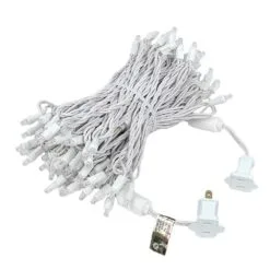 Commercial Grade Wide Angle 100 LED Pure White 50' Long On White Wire -Holiday Lights Sales 0012024 commercial grade wide angle 100 led pure white 50 long on white wire