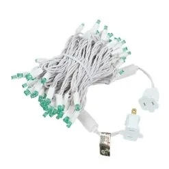 Commercial Grade Wide Angle 100 LED Green 34' Long White Wire -Holiday Lights Sales 0012095 commercial grade wide angle 100 led green 34 long white wire