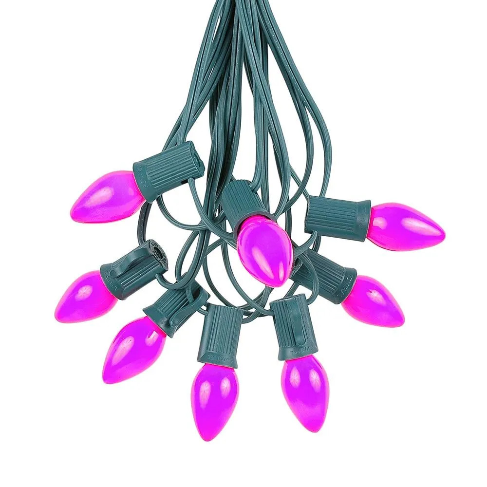 100 C7 String Light Set With Purple Ceramic Bulbs On Green Wire 2 100 C7 String Light Set With Purple Ceramic Bulbs On Green Wire - Image 2