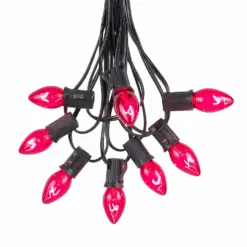 Holiday Lights Sales -Holiday Lights Sales 0012658 100 c7 string light set with pink bulbs on black wire