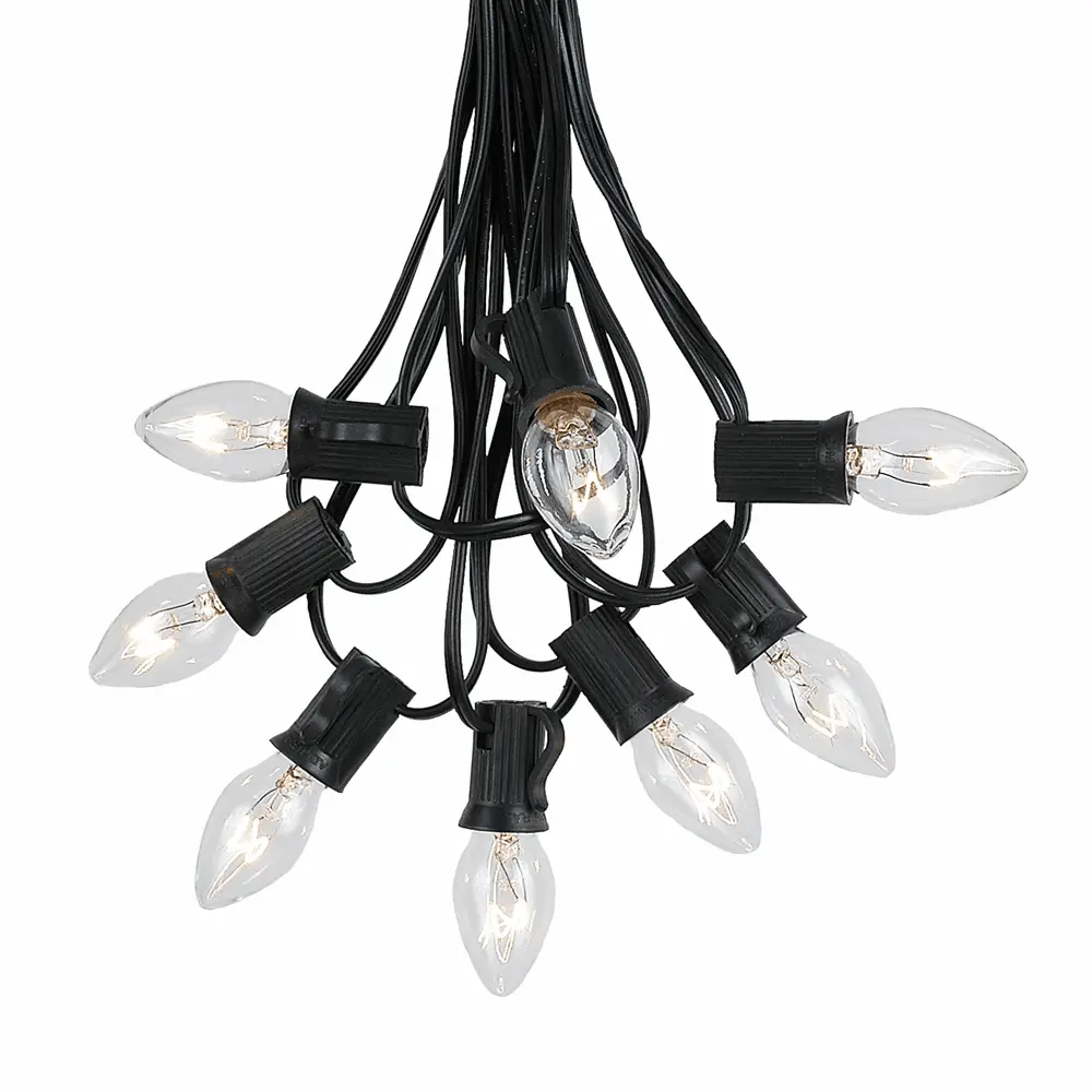 C7 25 Light String Set With Clear Twinkle Bulbs On Black Wire 8 C7 25 Light String Set With Clear Twinkle Bulbs On Black Wire - Image 8