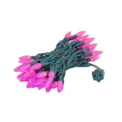 Pink 70 LED C6 Strawberry Mini Lights Commercial Grade On Green Wire -Holiday Lights Sales 0014018 pink 70 led c6 strawberry mini lights commercial grade on green wire