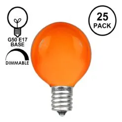 Amber Satin G50 7 Watt Replacement Bulbs 25 Pack
