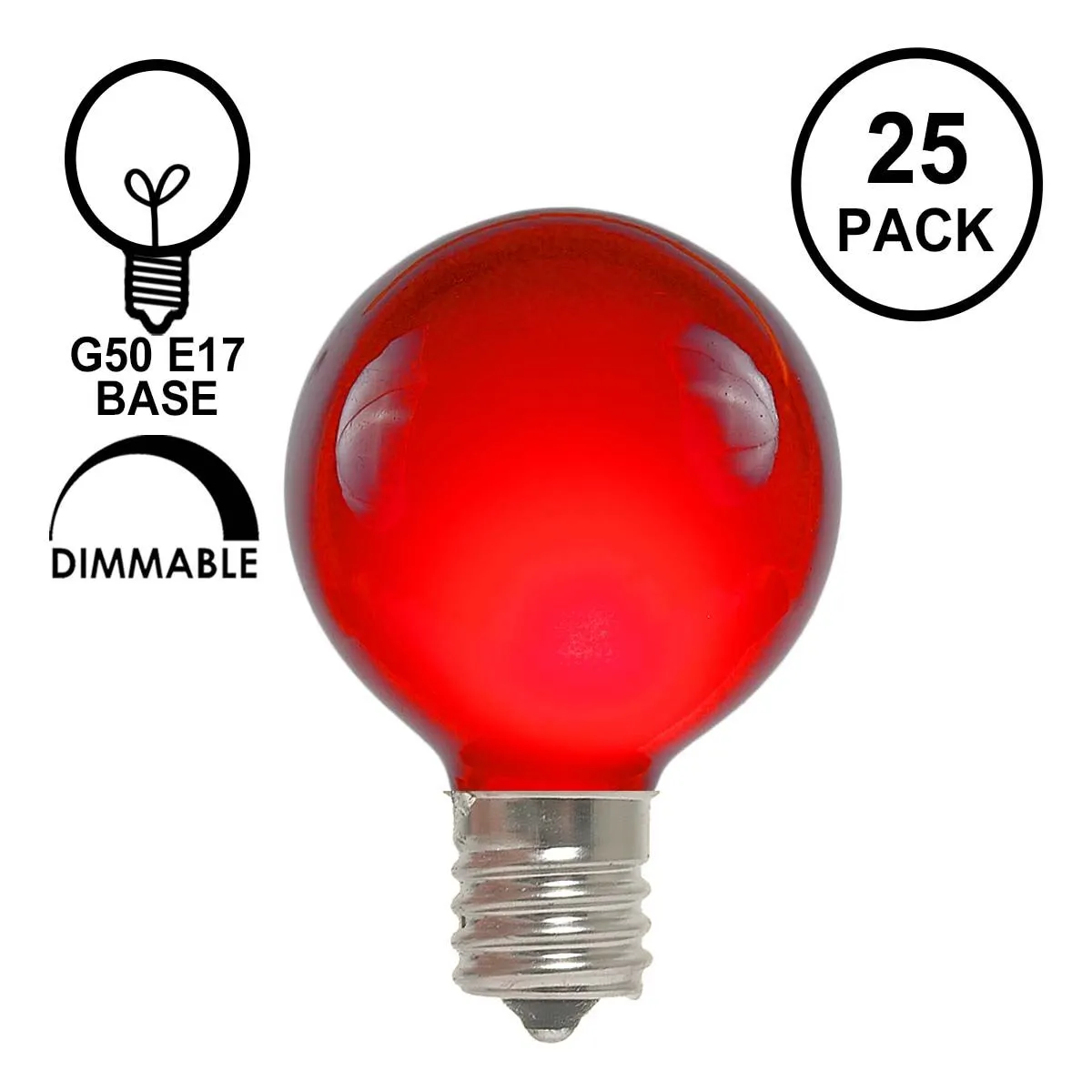 Red Satin G50 7 Watt Replacement Bulbs 25 Pack 1 Red Satin G50 7 Watt Replacement Bulbs 25 Pack