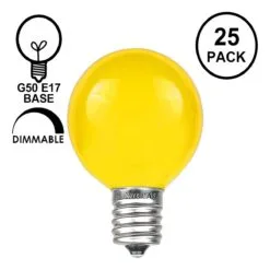 Holiday Lights Sales 17 Yellow Satin G50 7 Watt Replacement Bulbs 25 Pack
